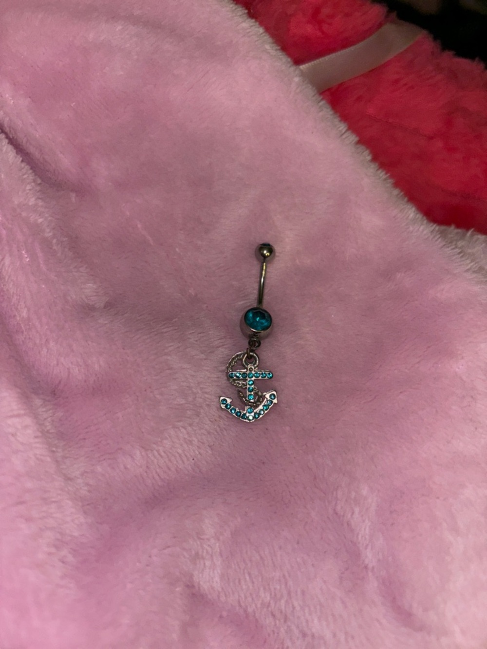 Blue Crystal Anchor Belly Button Ring⚓️🩵